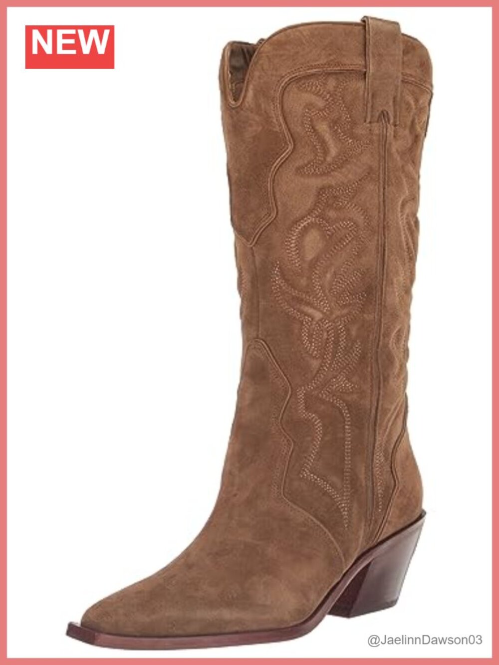 Dolce Vita Sydni Suede Knee-High Western Boots Pointed Toe Block Heel